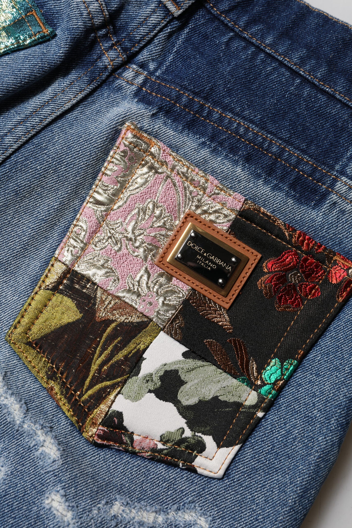 Dolce &amp; Gabbana Blue Tattered High Waist Women Denim Jeans