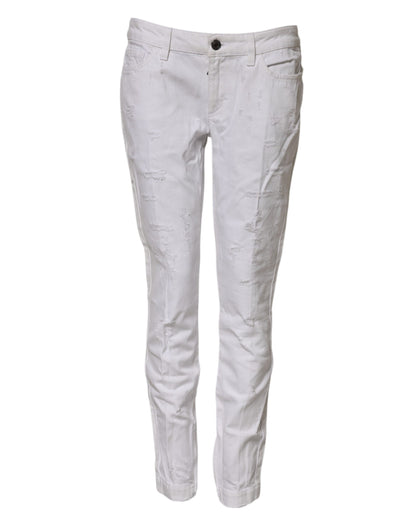 Dolce &amp; Gabbana White Cotton Mid Waisted Women Denim Jeans