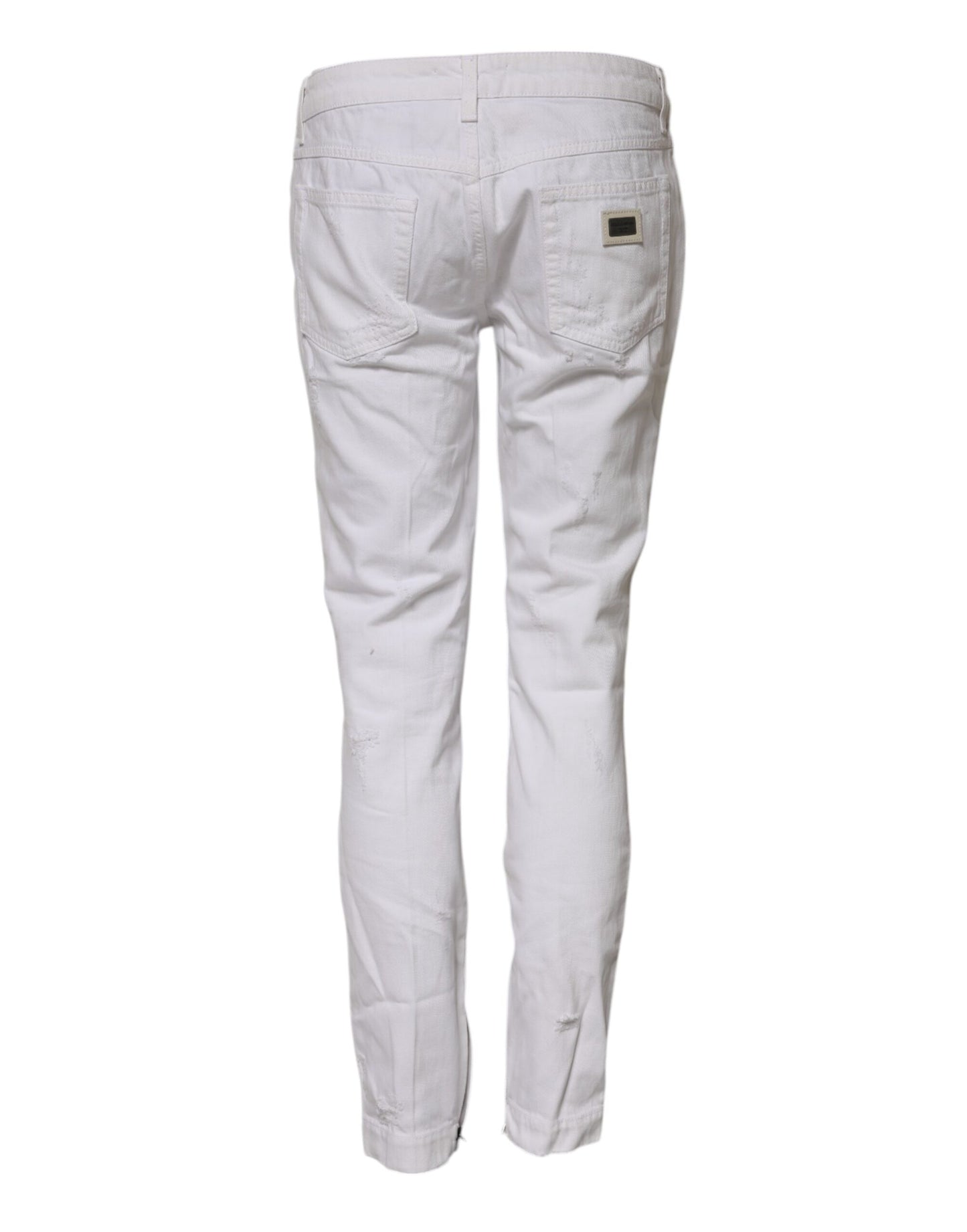 Dolce &amp; Gabbana White Cotton Mid Waisted Women Denim Jeans