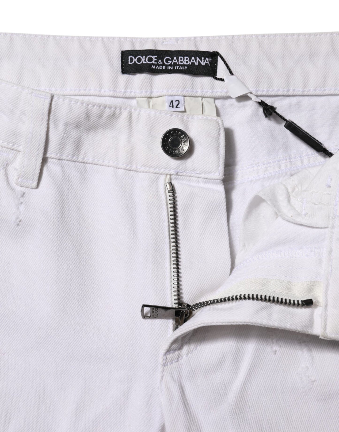 Dolce &amp; Gabbana White Cotton Mid Waisted Women Denim Jeans