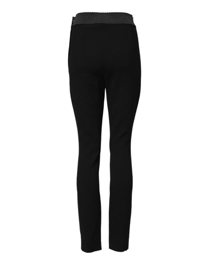 Dolce &amp; Gabbana Black Wool Leggings Stretch Pants