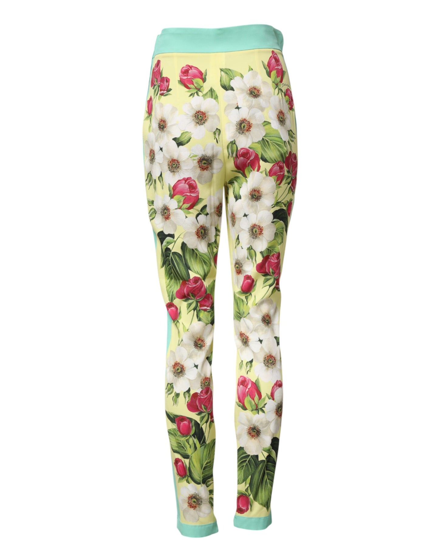 Dolce &amp; Gabbana Yellow Silk Floral Leggings Pants