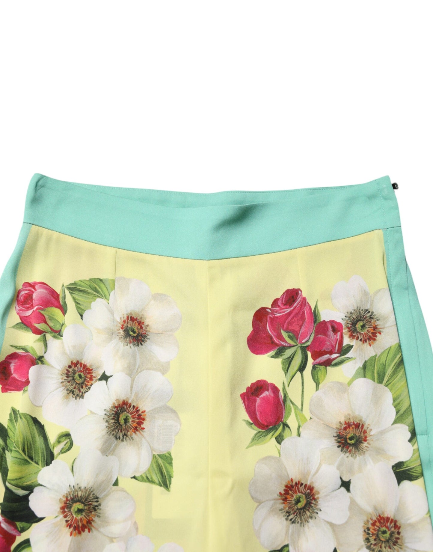 Dolce &amp; Gabbana Yellow Silk Floral Leggings Pants