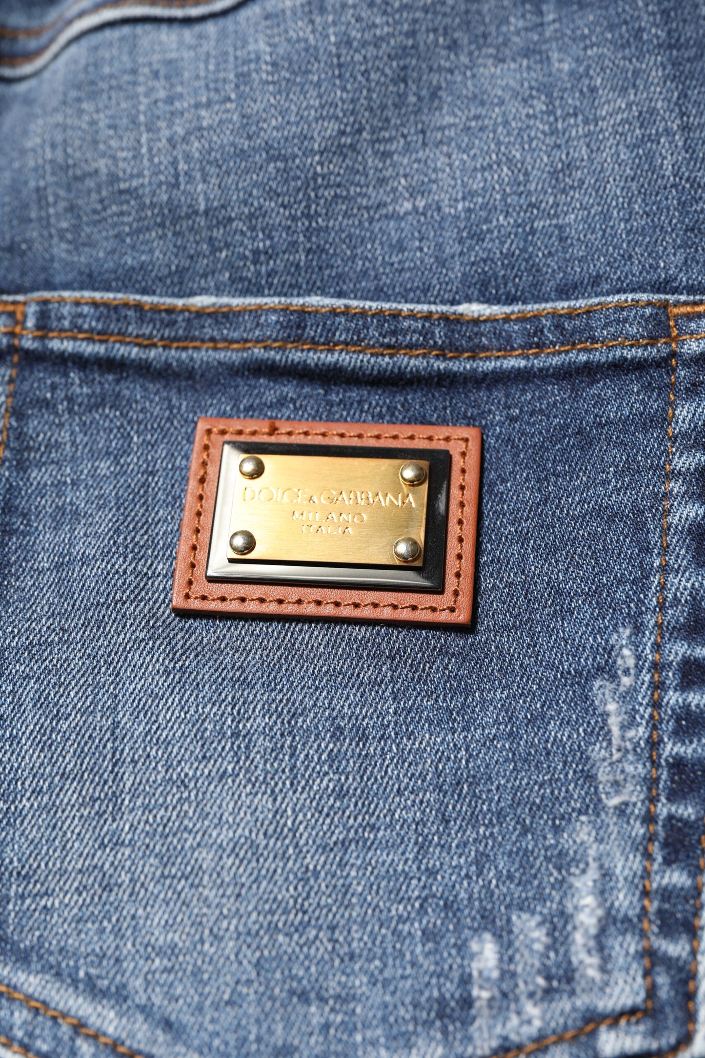 Dolce &amp; Gabbana Blue Rhinestone Embellished Denim Jeans