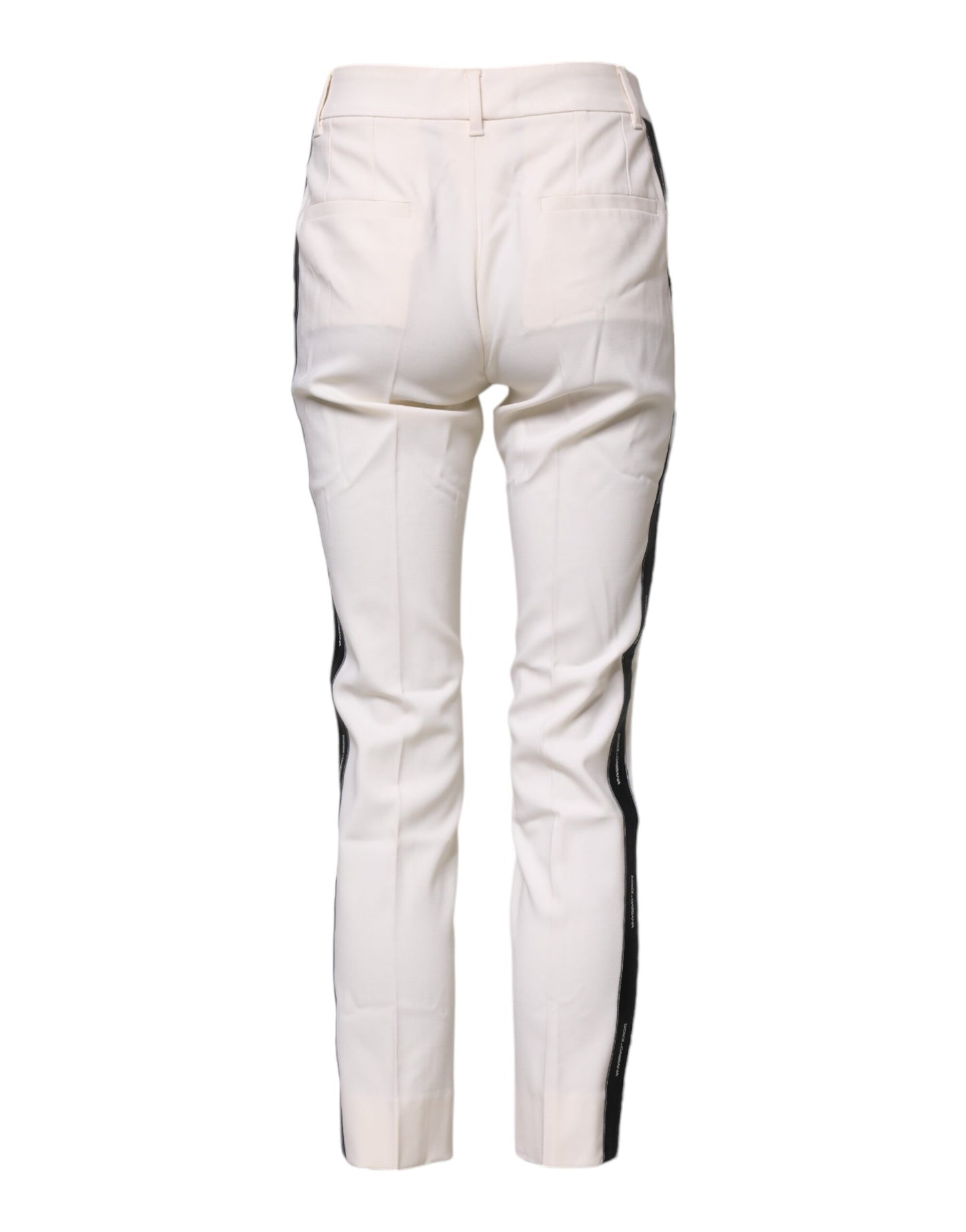 Dolce &amp; Gabbana White Wool Tapered High Waist Pants
