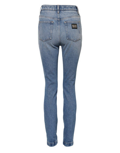 Dolce &amp; Gabbana Blue Washed Skinny High Waist Denim Jeans