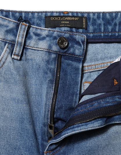 Dolce &amp; Gabbana Blue Washed Skinny High Waist Denim Jeans