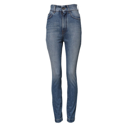 Dolce &amp; Gabbana Blue Washed Skinny High Waist Denim Jeans