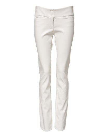 Dolce &amp; Gabbana White Polyurethane High Waist Tapered Pants