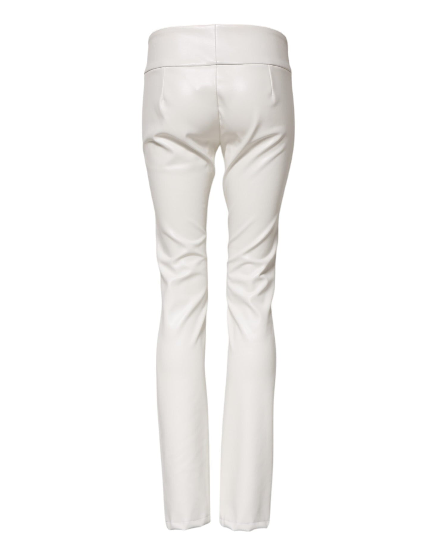 Dolce &amp; Gabbana White Polyurethane High Waist Tapered Pants