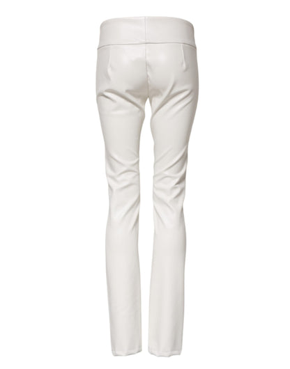 Dolce &amp; Gabbana White Polyurethane High Waist Tapered Pants