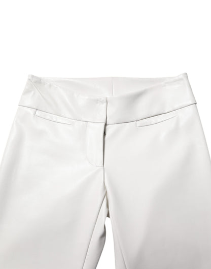 Dolce &amp; Gabbana White Polyurethane High Waist Tapered Pants