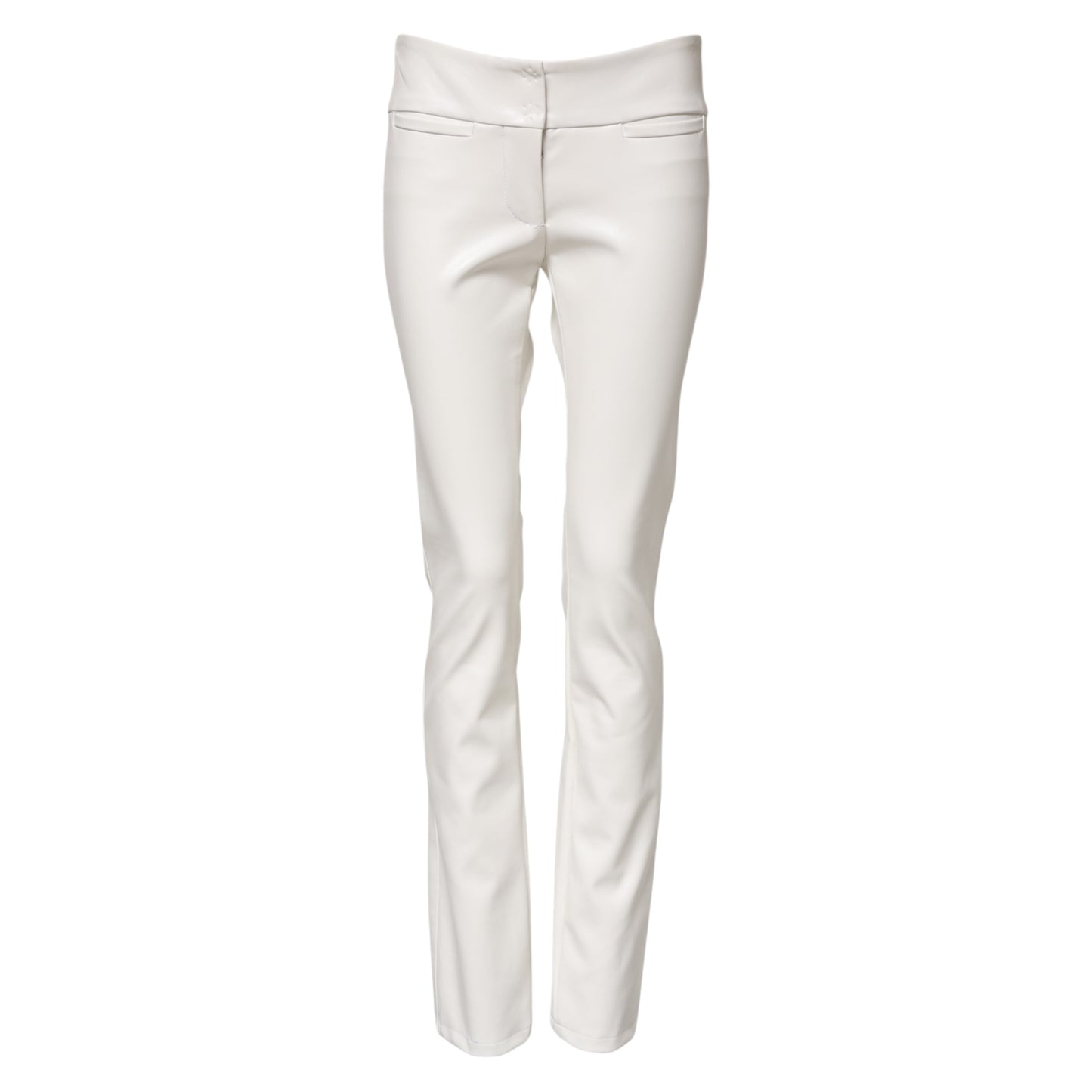 Dolce &amp; Gabbana White Polyurethane High Waist Tapered Pants