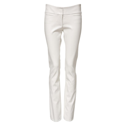Dolce &amp; Gabbana White Polyurethane High Waist Tapered Pants