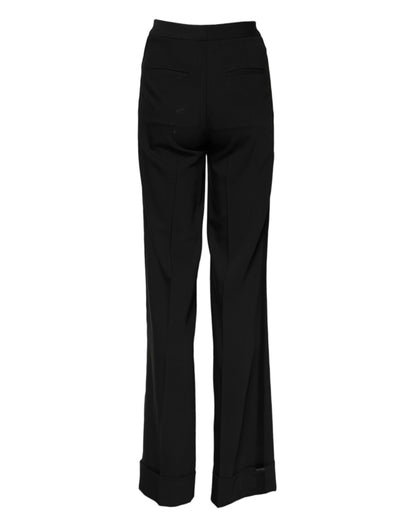 Dolce &amp; Gabbana Black Wool High Waist Flared Pants