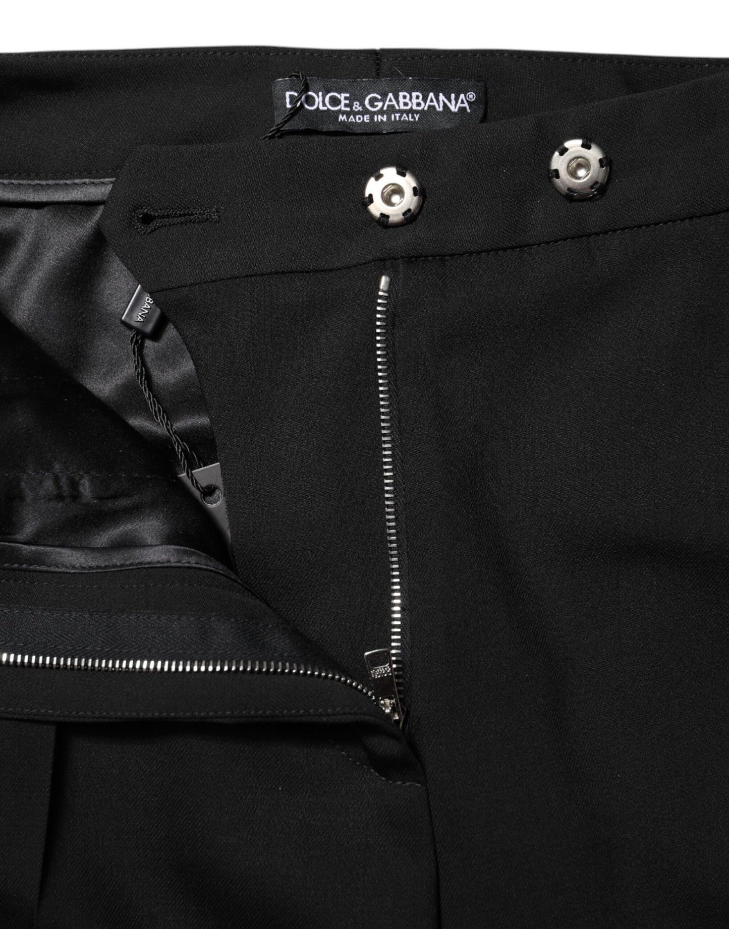 Dolce &amp; Gabbana Black Wool High Waist Flared Pants