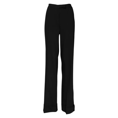 Dolce &amp; Gabbana Black Wool High Waist Flared Pants