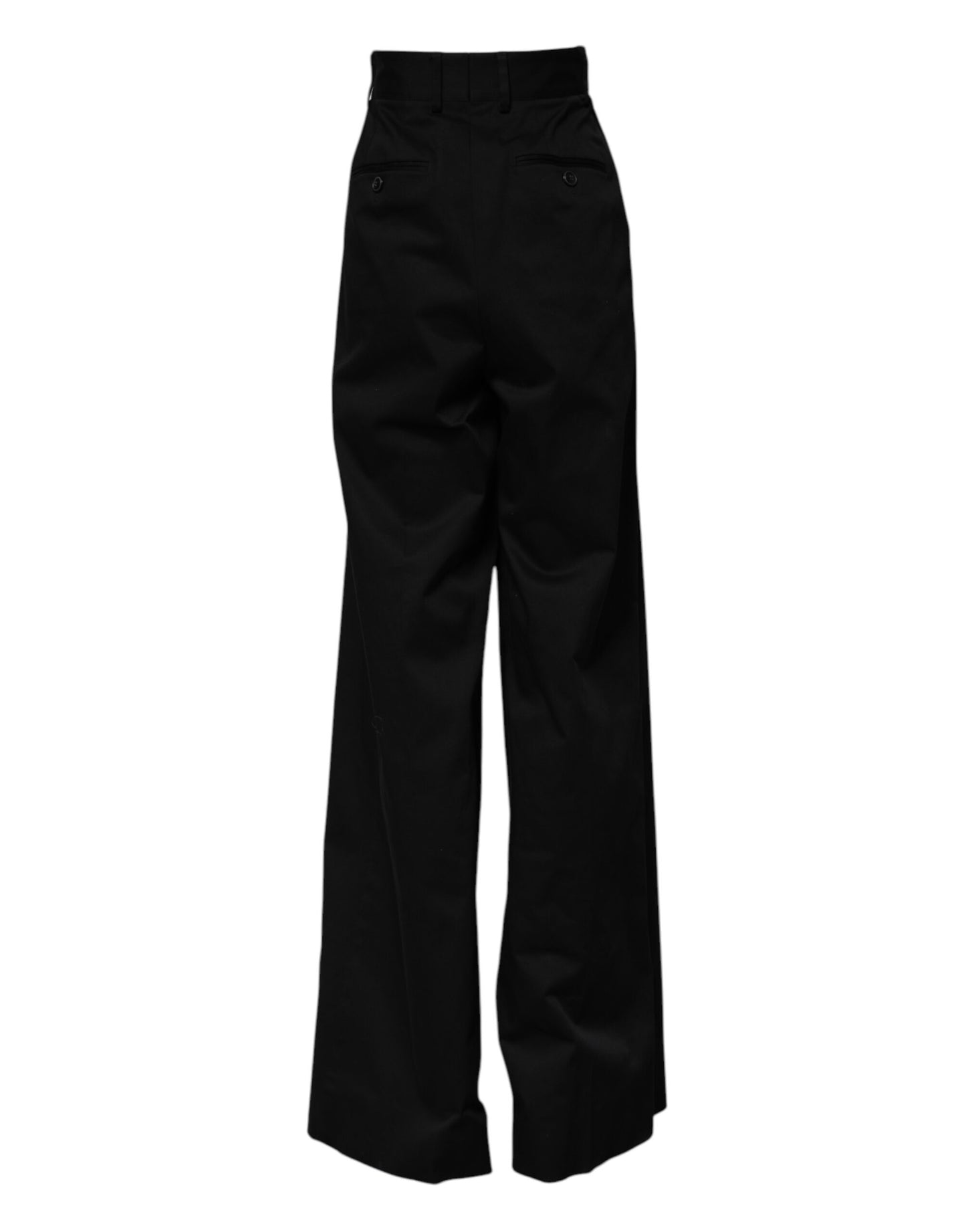 Dolce &amp; Gabbana Black Cotton HighWaist Wide Leg Pants