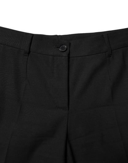 Dolce &amp; Gabbana Black Wool High Waist Tapered Pants