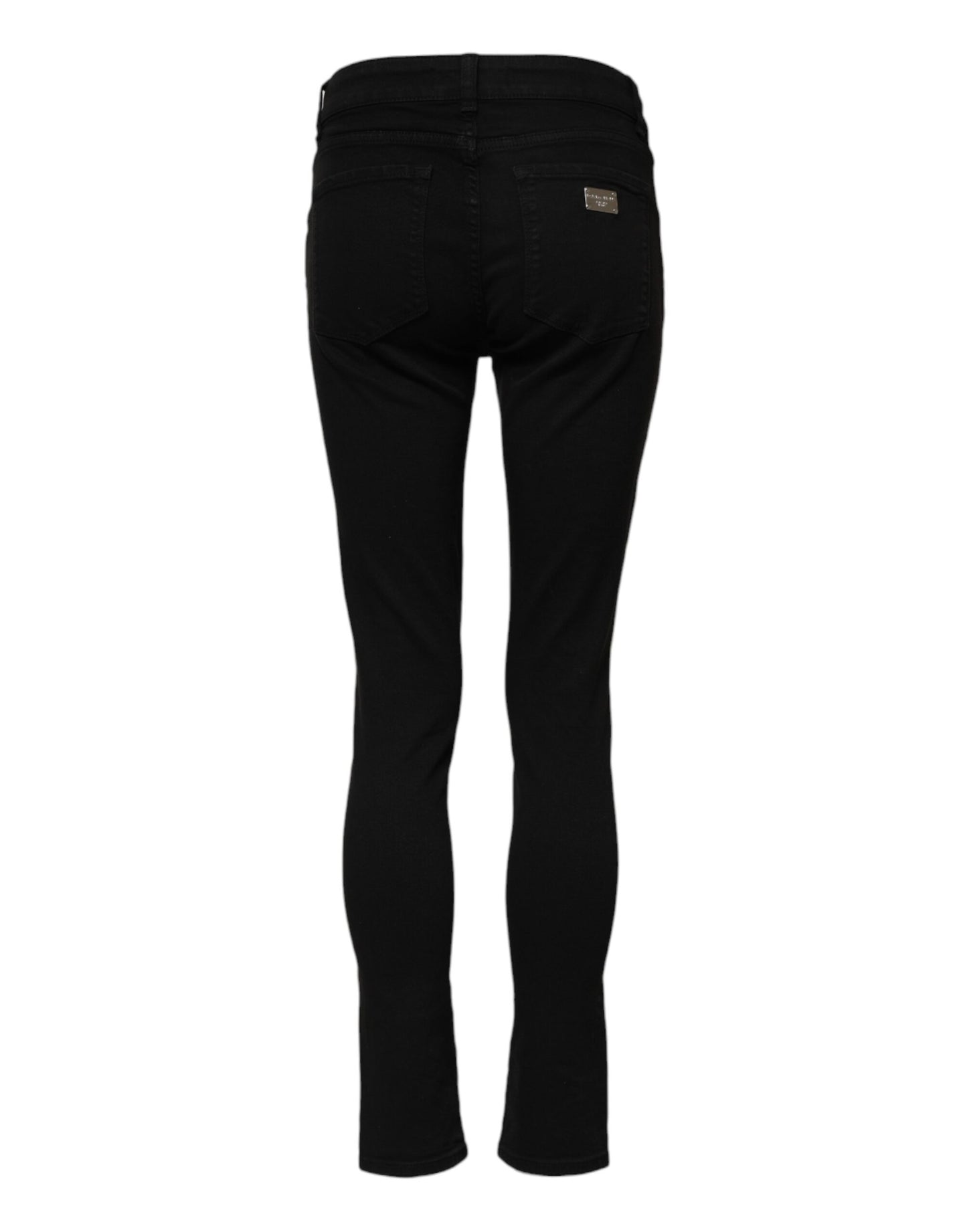 Dolce &amp; Gabbana Black Cotton Skinny Mid Waist Denim Jeans