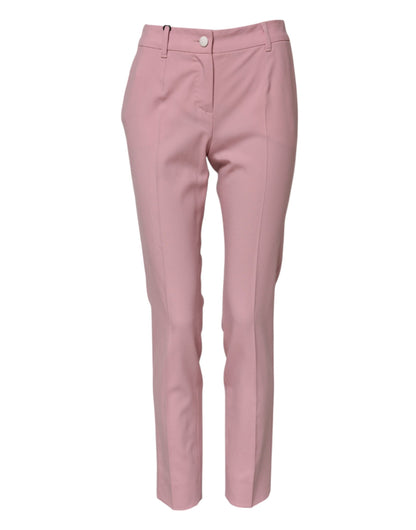 Dolce &amp; Gabbana Pink Wool High Waist Tapered Pants