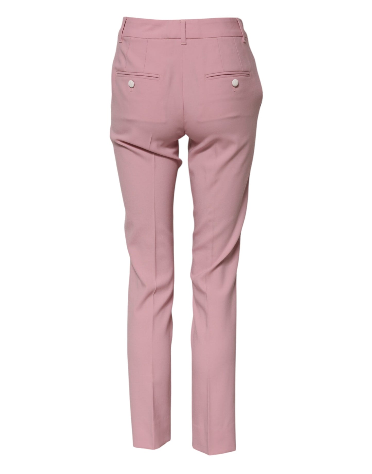 Dolce &amp; Gabbana Pink Wool High Waist Tapered Pants
