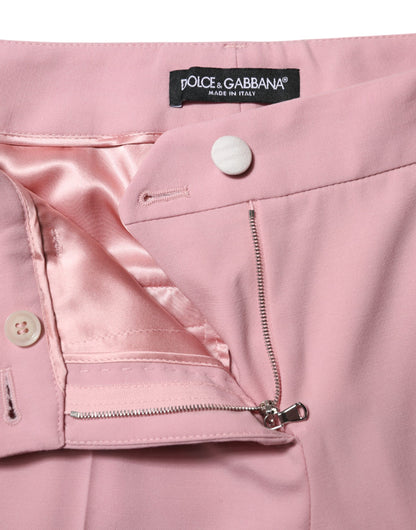 Dolce &amp; Gabbana Pink Wool High Waist Tapered Pants