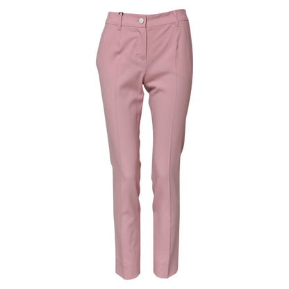 Dolce &amp; Gabbana Pink Wool High Waist Tapered Pants