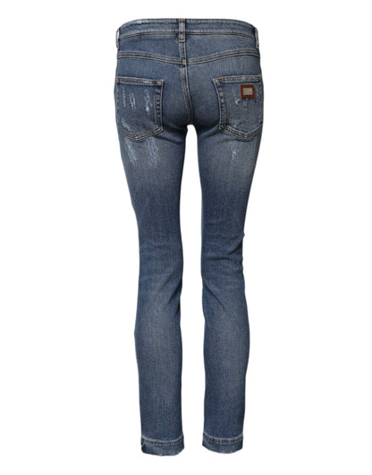 Dolce &amp; Gabbana Blue PRETTY Tattered Skinny Denim Jeans 