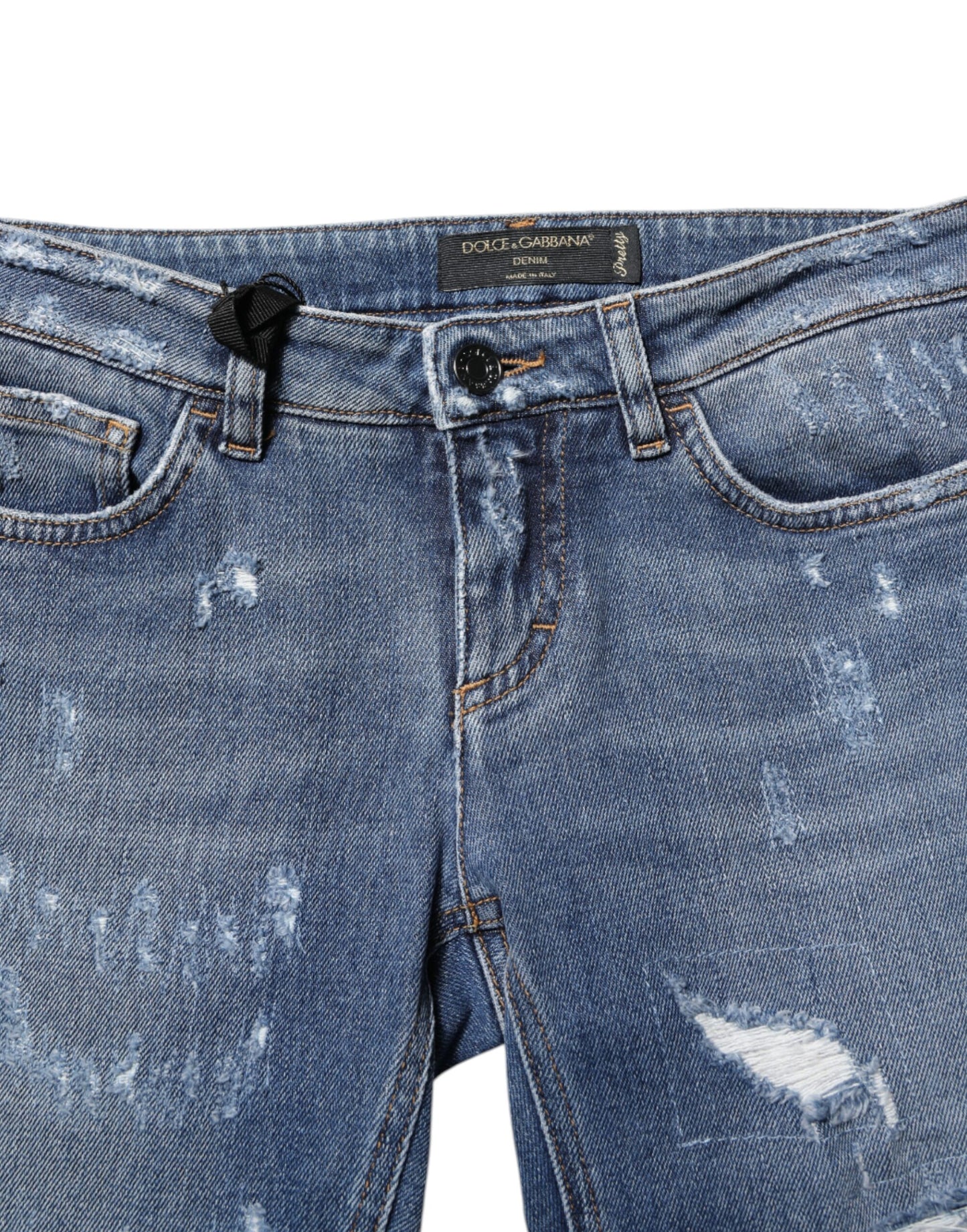 Dolce &amp; Gabbana Blue PRETTY Tattered Skinny Denim Jeans 