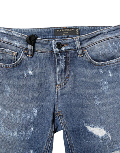 Dolce &amp; Gabbana Blue PRETTY Tattered Skinny Denim Jeans 