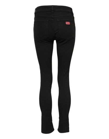Dolce &amp; Gabbana Black Cotton Skinny Mid Waist Denim Jeans