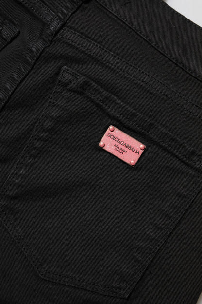 Dolce &amp; Gabbana Black Cotton Skinny Mid Waist Denim Jeans