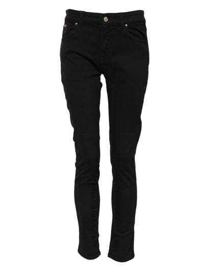 Dolce &amp; Gabbana Black Cotton Skinny Mid Waist Denim Jeans