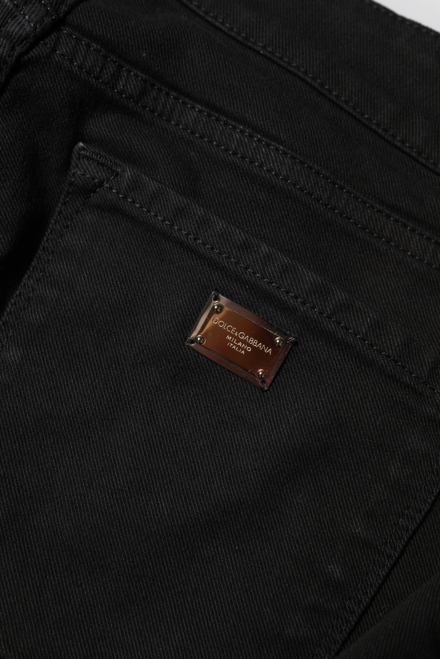 Dolce &amp; Gabbana Black Cotton Skinny Mid Waist Denim Jeans
