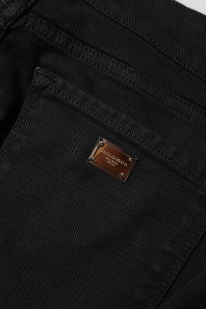 Dolce &amp; Gabbana Black Cotton Skinny Mid Waist Denim Jeans