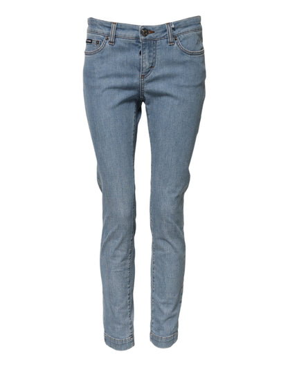 Dolce &amp; Gabbana Blue Cotton PRETTY MidWaist Skinny Denim Jeans 