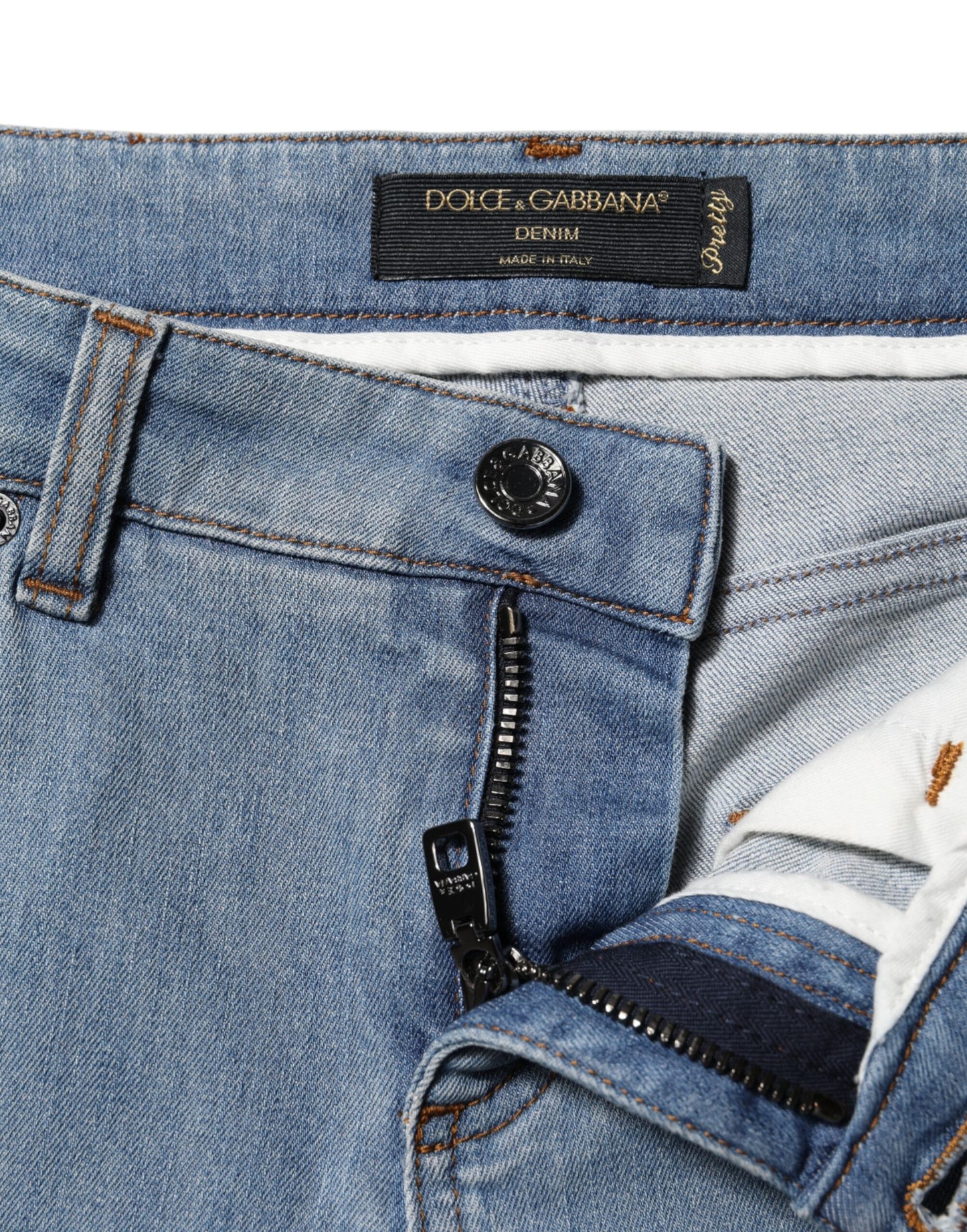 Dolce &amp; Gabbana Blue Cotton PRETTY MidWaist Skinny Denim Jeans 