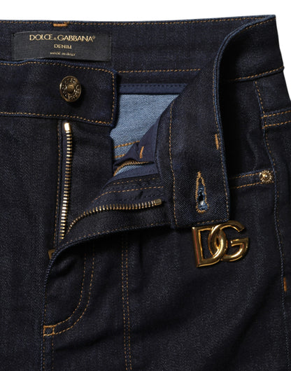 Dolce &amp; Gabbana Blue Cotton High Waist Skinny Denim Jeans 