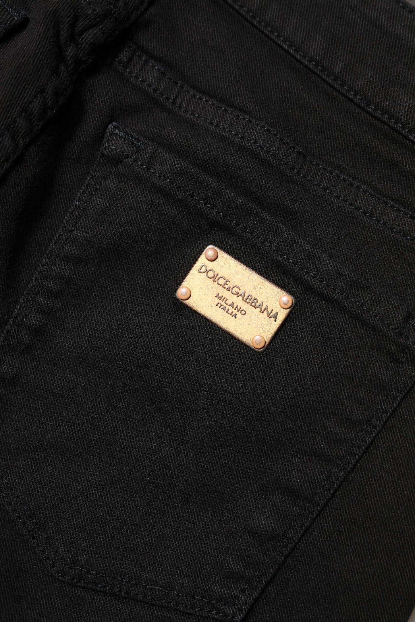 Dolce &amp; Gabbana Black Cotton Skinny Mid Waist Denim Jeans