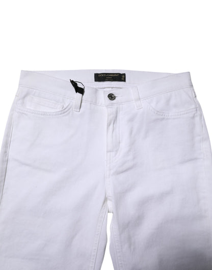 Dolce &amp; Gabbana White GRACE Mid Waisted Skinny Denim Jeans 