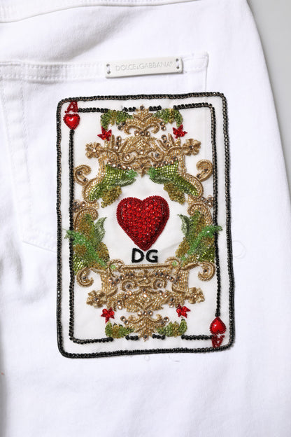 Dolce &amp; Gabbana White GRACE Mid Waisted Skinny Denim Jeans 