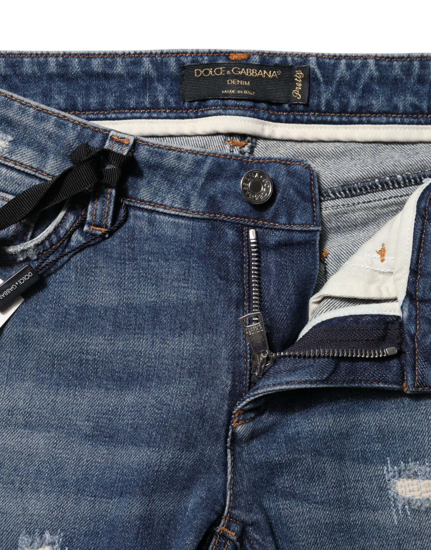 Dolce &amp; Gabbana Blue Play Card Embroidery Skinny Denim Jeans 