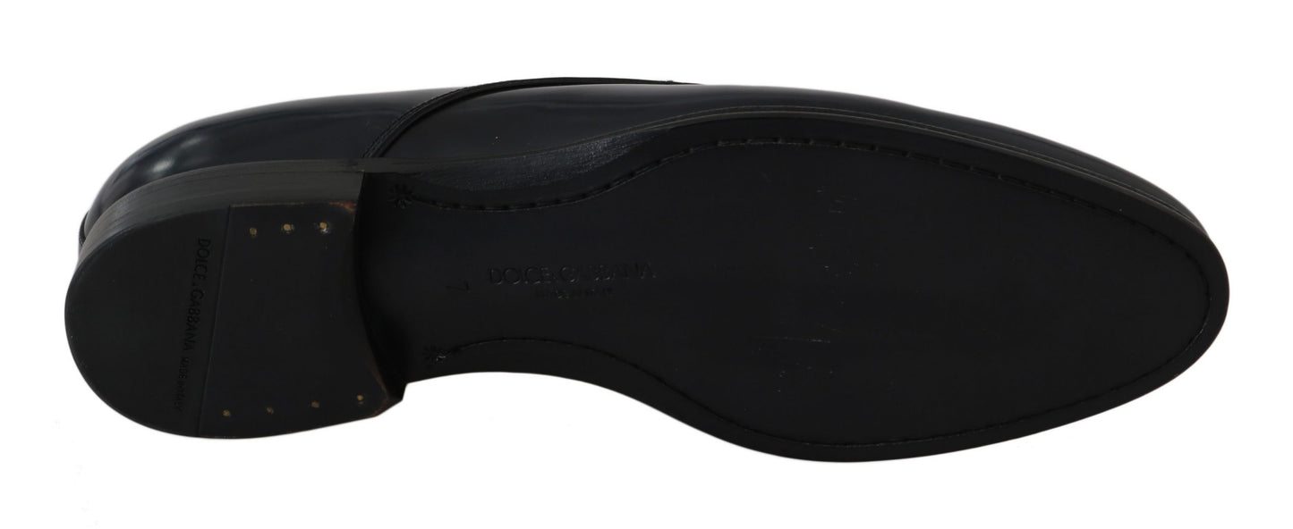 Dolce &amp; Gabbana Elegantes zapatos de vestir Derby de cuero azul oscuro