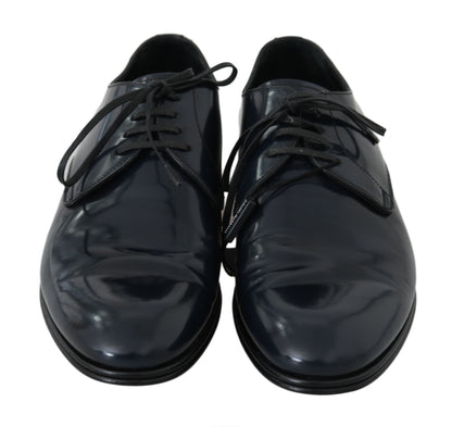 Dolce &amp; Gabbana Elegantes zapatos de vestir Derby de cuero azul oscuro