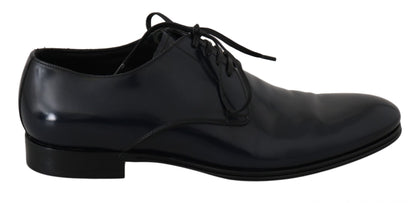 Dolce &amp; Gabbana Elegantes zapatos de vestir Derby de cuero azul oscuro