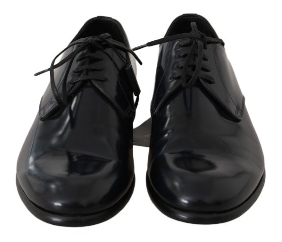 Dolce &amp; Gabbana Elegantes zapatos Derby de cuero azul oscuro