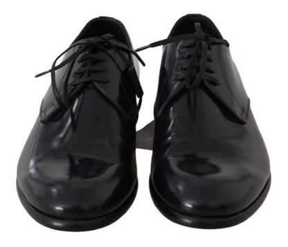 Dolce &amp; Gabbana Elegantes zapatos Derby de cuero azul oscuro