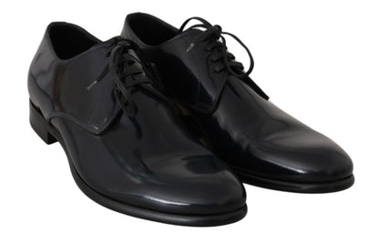 Dolce &amp; Gabbana Elegantes zapatos Derby de cuero azul oscuro
