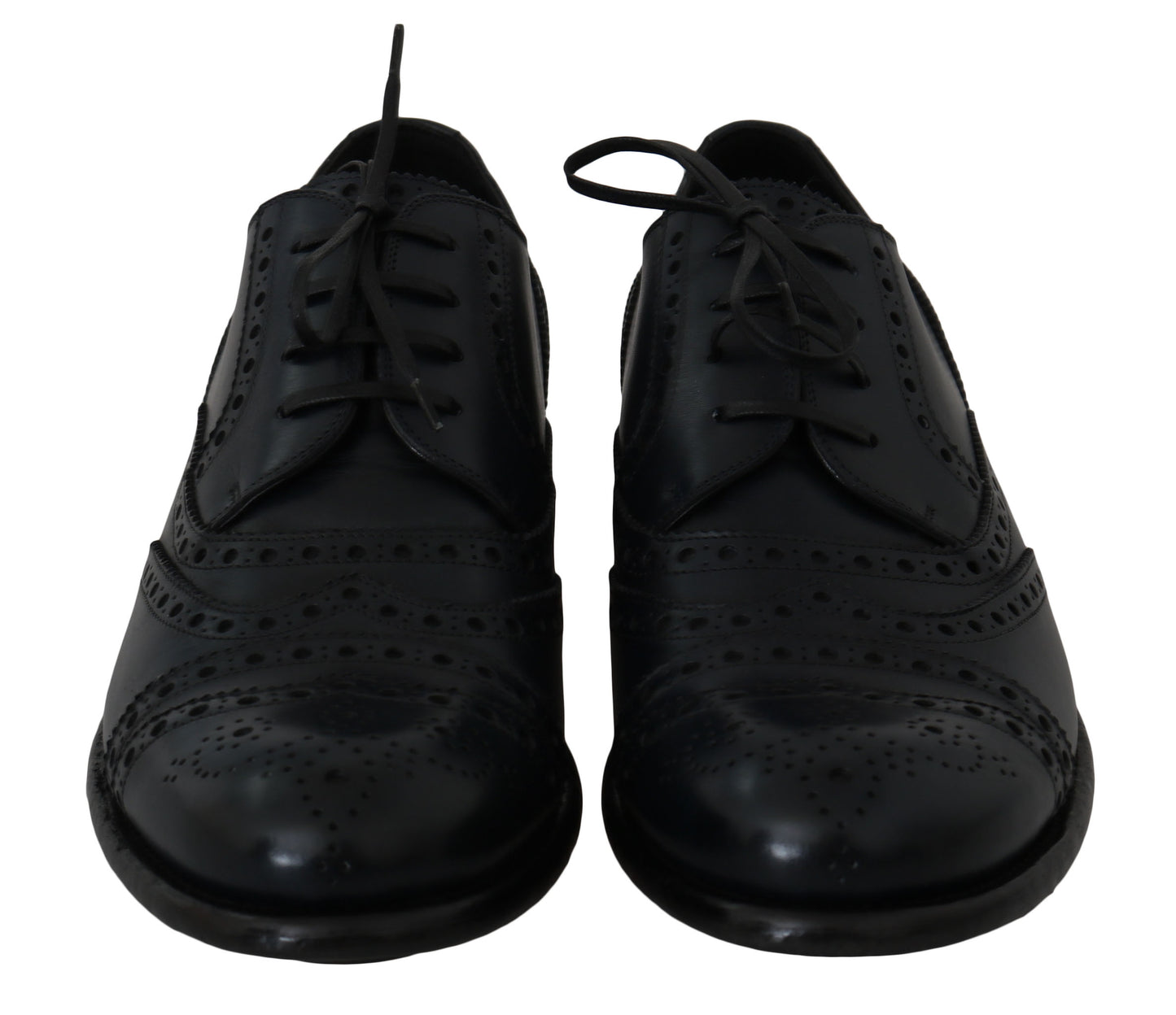Dolce &amp; Gabbana Elegantes zapatos Derby con punta de ala de cuero azul